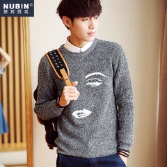 努宾秋冬季新款毛衣男装圆领套头针织衫青少年中学生潮流韩版线衣