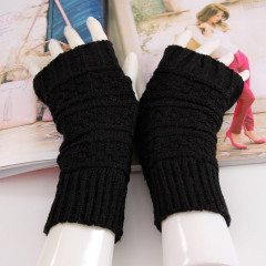 韩版冬天女保暖可爱针织手套半指手套打字手套学生露指毛线手套潮