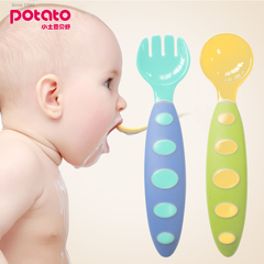 小土豆宝宝叉勺餐具婴幼儿易握叉勺套装训练叉勺儿童练习勺子