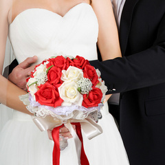 树宝之道婚庆用品韩式新娘手捧花仿真玫瑰婚礼创意结婚精美花球