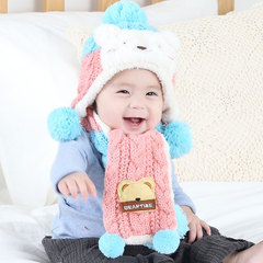 韩版男女童宝宝帽子秋冬婴儿帽子围巾儿童保暖加绒毛线帽冬天围脖