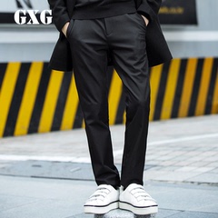 GXG男装 冬季新品修身时尚裤子男黑色休闲裤韩版长裤#64802011