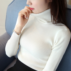 2016秋冬新款韩版中长款修身纯色长袖针织打底衫套头毛衣女装上衣