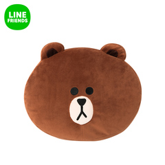 LINE FRIENDS 布朗熊脸型靠垫（30CM） 动漫周边呆萌抱枕靠枕