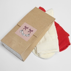TYAKASHA塔卡沙爱系列 立体爱心红白精梳棉袜（两双装）JLN38