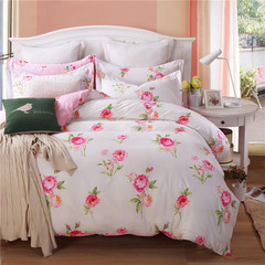 全棉田园床上四件套寝室1.8米双人纯棉床单被套1.5m床上用品套件
