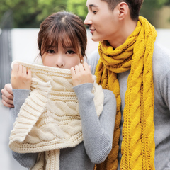 冬季围巾男女韩版学生情侣冬天百搭保暖毛线针织麻花披肩两用围脖