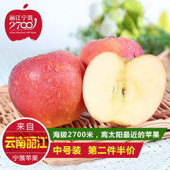 云南水果 丽江宁蒗新鲜红富士苹果 果径75mm-80mm 22-24个装 现货