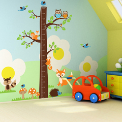 儿童房墙壁贴纸墙贴卧室客厅房间装饰创意背景墙贴松鼠大树身高贴