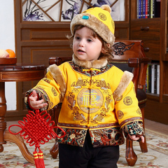 儿童唐装男童套装宝宝新年装婴儿加厚棉衣童装冬装1-2-3-4周岁古