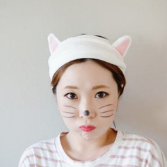 发箍韩版可爱 韩版束发带兔耳朵洗漱发箍化妆发套 猫耳朵可爱粉色