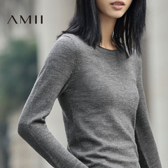 Amii[极简主义]新款女装春装修身针织套头圆领打底针织衫毛衣