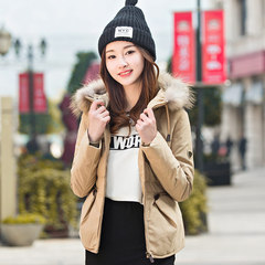 冰洁韩版貉子毛领连帽修身女式短款羽绒服外套J1301070