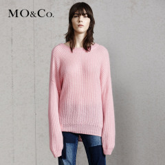 MO&Co.后蝴蝶结绑带马海毛羊毛套头针织衫毛衣MA1643SWT03 moco