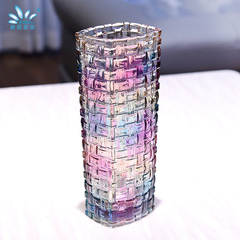 新款 欧式现代时尚七彩琉璃色玻璃花瓶 客厅落地水培植物花器摆件