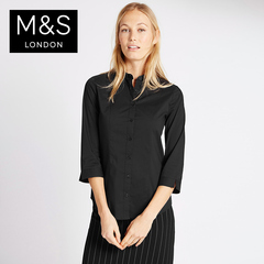 新M&S/马莎 女棉质混纺7分袖易烫衬衫 T431762R