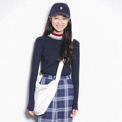 江南女孩韩国学生女装拼色秋冬款针织毛衣中长款长袖T恤女士秋季