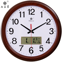 七王星挂钟客厅创意家用时钟静音圆形多功能电子日历大钟表石英钟