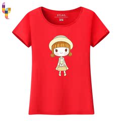 FLSL女士衣服夏装新款2016韩版甜美卡通动漫小女孩棉质短袖T恤 女