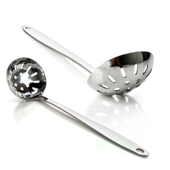 厨房用品 不锈钢火锅勺 汤勺漏勺 韩式加厚餐具 长柄大勺子 24cm