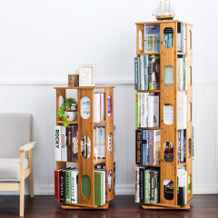 书柜书架简易学生书架旋转楠竹置物架现代简约儿童书柜子自由组合