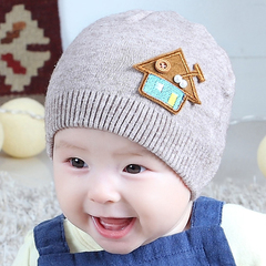 婴儿帽子0-3-6-12个月新生儿胎帽1-2岁男女童毛线帽儿童帽子秋冬