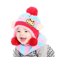 儿童冬天帽子围脖男童帽子冬女宝宝毛线护耳针织帽围巾婴儿帽子