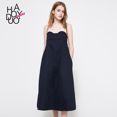 Haoduoyi2016夏季女装新款 欧美时尚性感露肩露背吊带连衣裙
