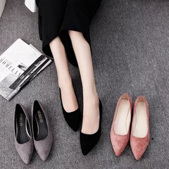 韩版秋季新款女单鞋尖头平底工作鞋浅口平跟瓢鞋低跟女护士妈妈鞋