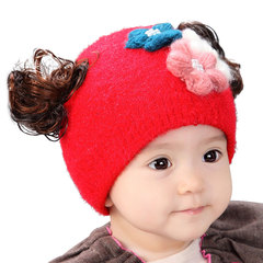 韩版春秋儿童帽子蝴蝶结假发帽公主帽3-12个月婴幼儿帽女宝宝帽子