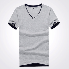 2016新款短袖t恤 男装韩版V领夏季上衣修身纯色男士打底衫半袖潮