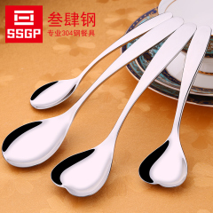 SSGP 心形勺子304不锈钢加厚加深汤匙调羹小儿童勺饭勺创意勺可爱
