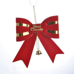 启轩圣诞装饰 红色蝴蝶结挂件 圣诞挂饰小铃铛  圣诞树小领结装饰