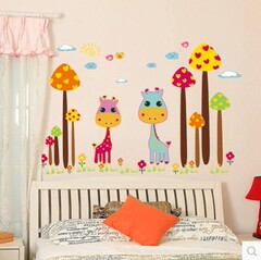 幼儿园墙壁面装饰墙壁贴画婴儿卧室儿童房间卡通动物可移除墙贴纸