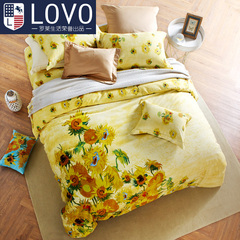 LOVO家纺罗莱 生活出品冬季床品床上四件套全棉磨毛1.8m床单被套