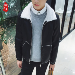 冬季新款棉皮衣加绒加厚青年皮夹克韩版修身机车男士潮牌pu皮外套