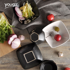 youcci悠瓷 日式和风六角米饭碗家用陶瓷碗 创意沙拉碗餐具小汤碗