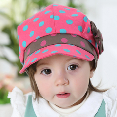 宝宝帽子女春秋季纯棉女童太阳帽1-2岁 韩版波点渔夫帽婴儿遮阳帽