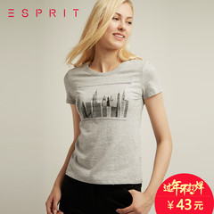 ESPRIT女士2016全棉基本款印花短袖T恤-086EE1K048
