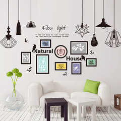 可移除墙贴纸贴画客厅墙壁装饰画卧室餐厅黑白非主流创意个性吊灯