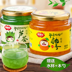 [送杯勺]福事多蜂蜜柚子茶500g 芦荟茶500g 韩国风味水果茶冲饮品