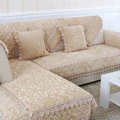 冬季简约现代沙发垫坐垫布艺田园防滑加厚毛绒沙发套沙发巾罩垫子