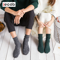 ECAO毛线袜子女秋冬季粗线复古堆堆袜原宿民族风潮袜学生情侣棉袜