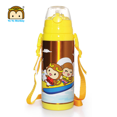 优优马骝 香港儿童宝宝水壶盖带吸管婴儿保温杯 学生不锈钢水杯