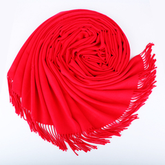 大红围巾冬季韩版年会定做中国红纯色披肩羊绒高档女围脖定制logo