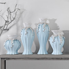 贝汉美简约现代时尚镂空花瓶 欧式软装饰品陶瓷客厅台面花瓶摆件