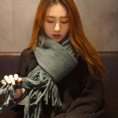 围巾女冬季新款学生韩版纯色针织毛线围巾长款保暖加厚围脖披肩