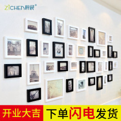 梓晨 企业文化公司黑白照片墙 欧式客厅照片墙 相框墙创意组合
