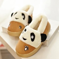 冬季儿童家居棉拖鞋可爱熊猫卡通包跟居家保暖男女童特价
