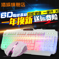猎狐usb背光游戏键盘鼠标套装家用商务发光键盘鼠标有线机械手感